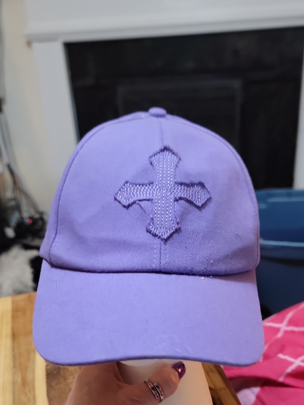 Purple Cross Embroidered Baseball Cap